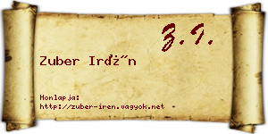 Zuber Irén névjegykártya